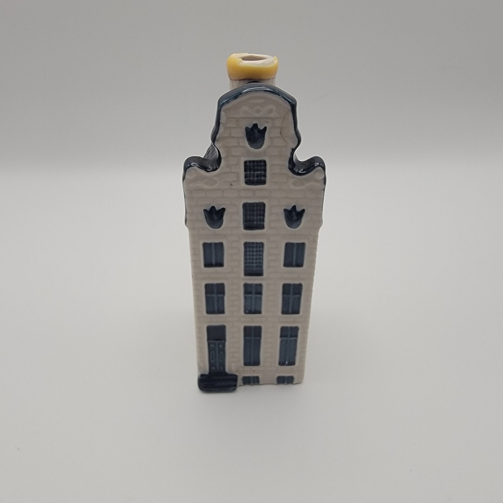 KLM Bols Blue Delft House 56 Amsterdam Bottle Miniature Ceramic 2011 Empty